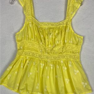 Free People Sunny Yellow Lace Blouse
